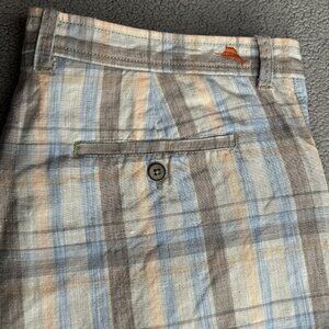 Tommy Bahama Shorts Mens 38 Multicolor Linen Plaid Chino Tropical Beach Golf
